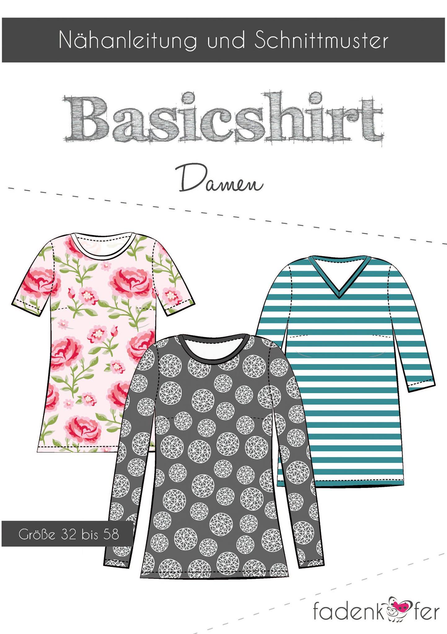 Papierschnittmuster Fadenkäfer Basicshirt Damen