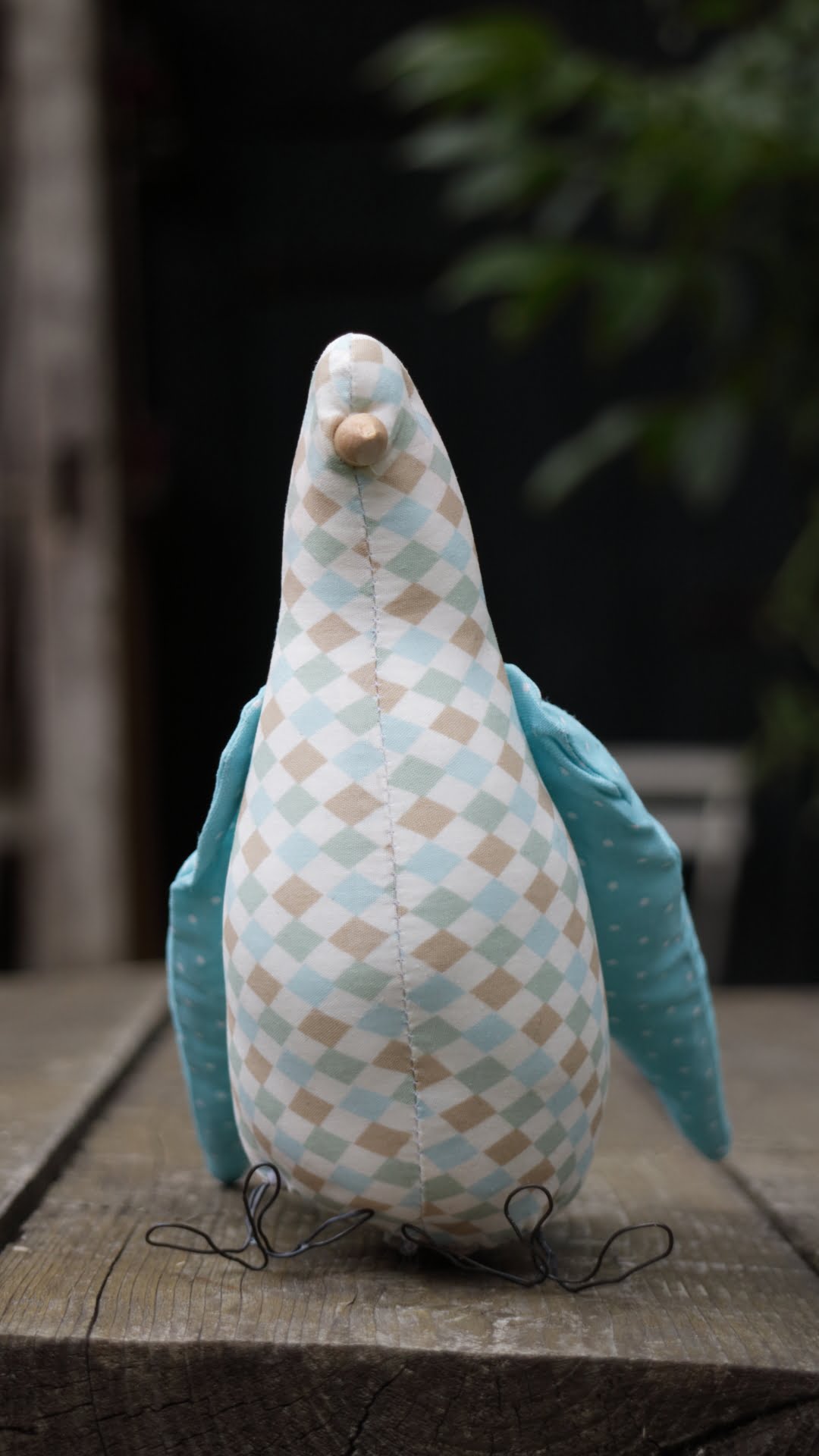 Stoffvogel (mint Raute) für den Garten
