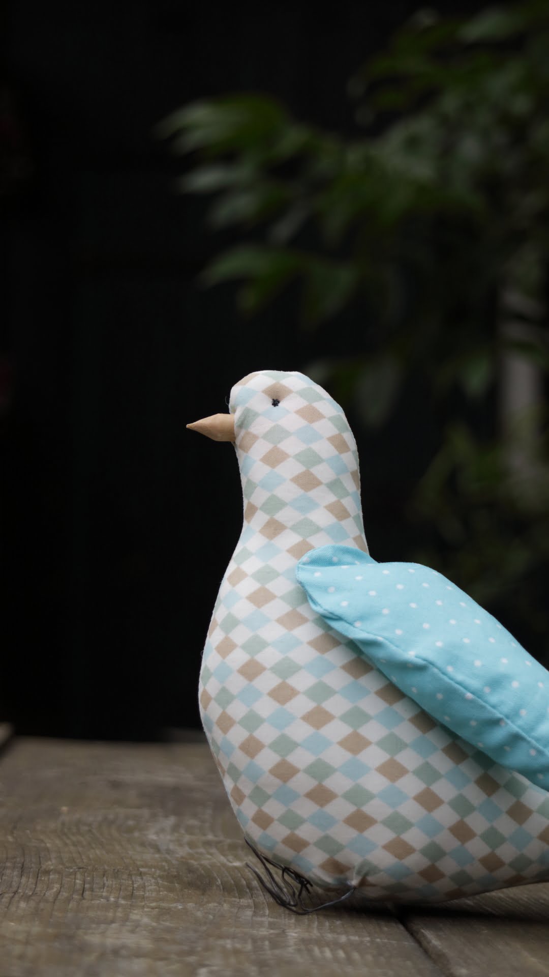 Stoffvogel (mint Raute) für den Garten