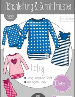 Papierschnittmuster Kibadoo Doppel-Shirt Lotty Gr. 80-164