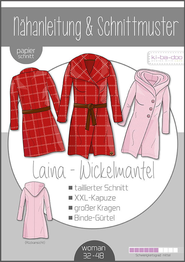 Papierschnittmuster Kibadoo Damen-Mantel LAINA Gr. 32-48