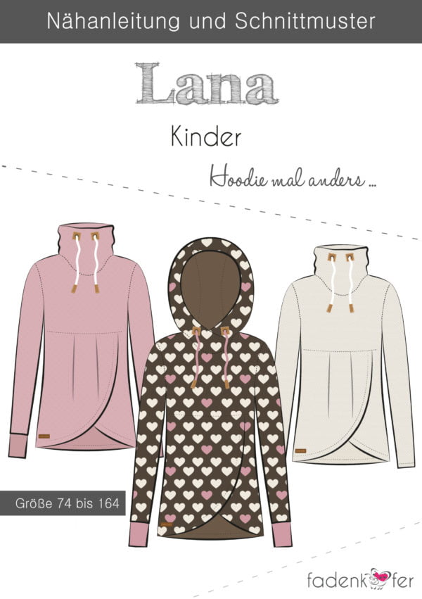 Papierschnittmuster Fadenkäfer Lana Kinder Hoodie mal anders