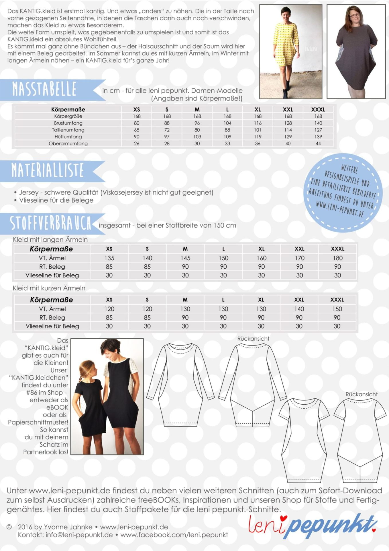 Papierschnittmuster KANTIG.kleid von LeniPepunkt