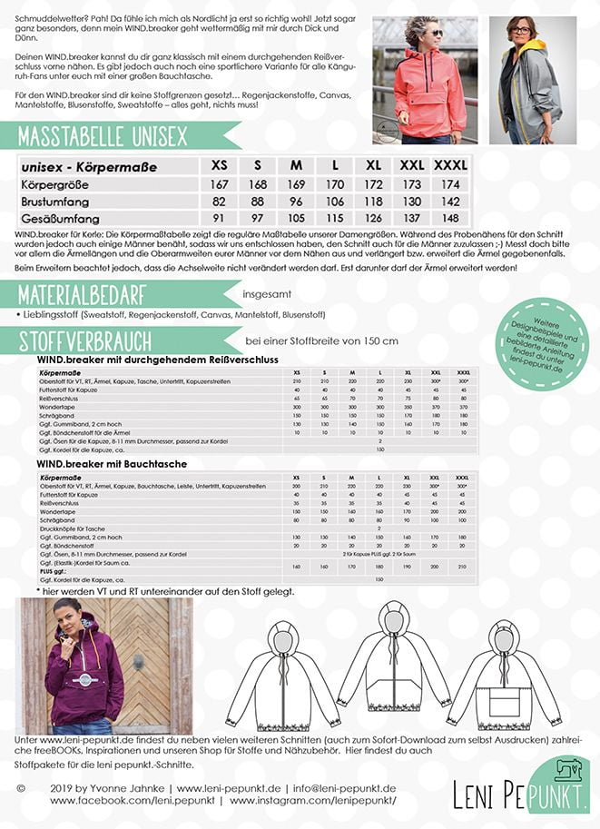 Papierschnittmuster WIND.breaker UNISEX von LeniPepunkt