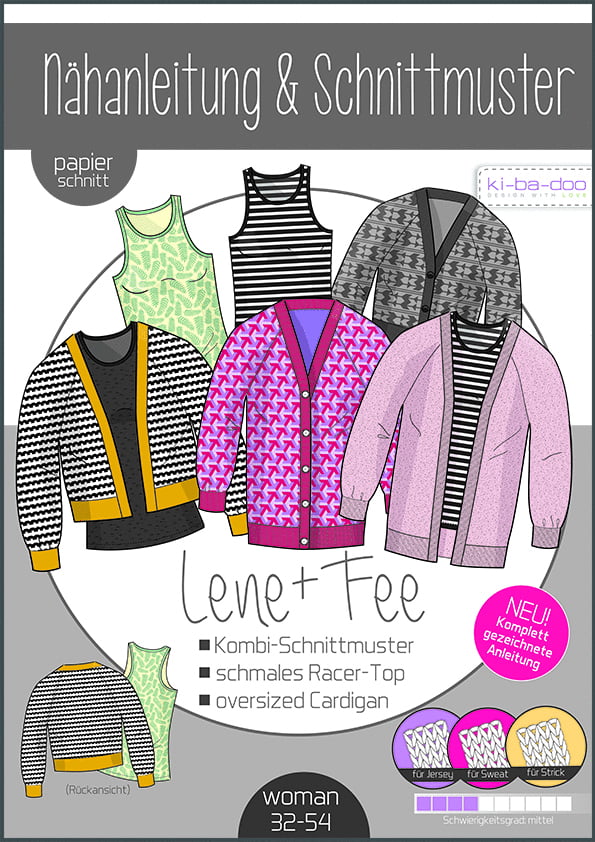 Top & Cardigan FEE/LENE Damen Gr. 32-54 - DIN A0 Schnittmuster und Anleitung als Broschüre