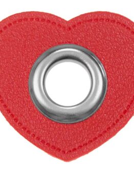 Ösen Patches für Kordeln Lederimitat Herz (rot 722)