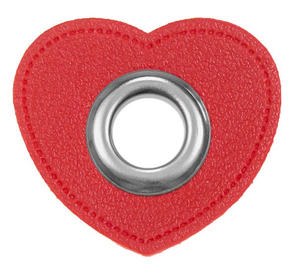 Ösen Patches für Kordeln Lederimitat Herz (rot 722)