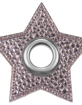Ösen Patches für Kordeln Lederimitat Stern (grau metallic 002)