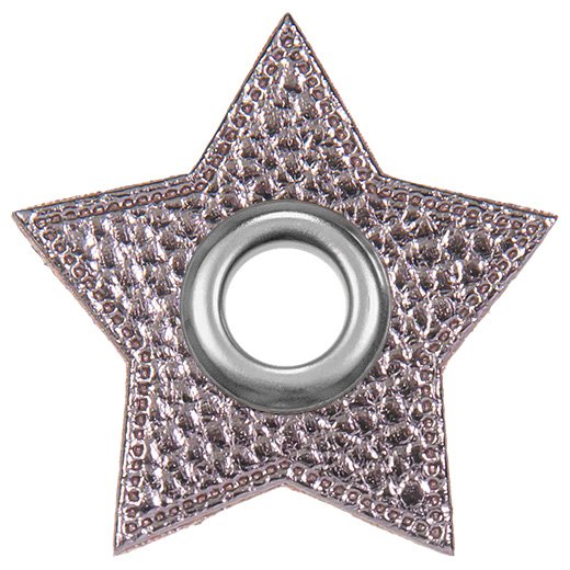 Ösen Patches für Kordeln Lederimitat Stern (grau metallic 002)