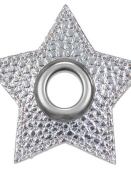 Ösen Patches für Kordeln Lederimitat Stern (silber metallic 180)