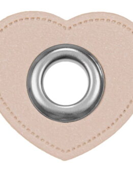 Ösen Patches für Kordeln Lederimitat Herz (beige 849)