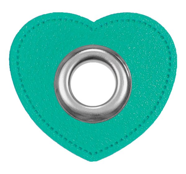 Ösen Patches für Kordeln Lederimitat Herz (mint 325)