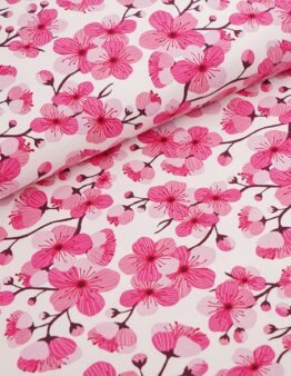 Biojersey Kirschblüten weiss von Stoffonkel