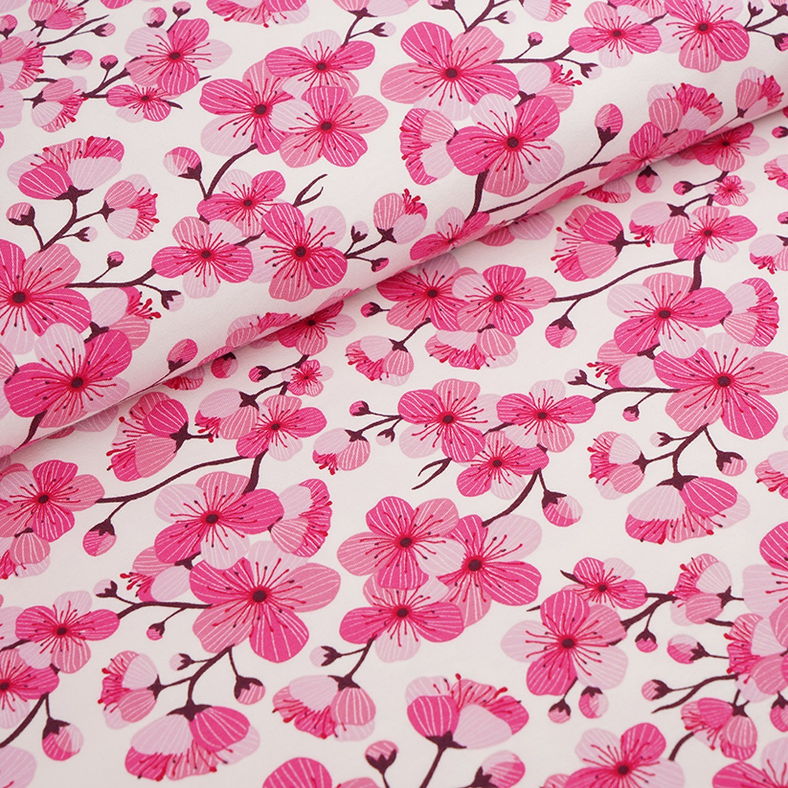 Biojersey Kirschblüten weiss von Stoffonkel