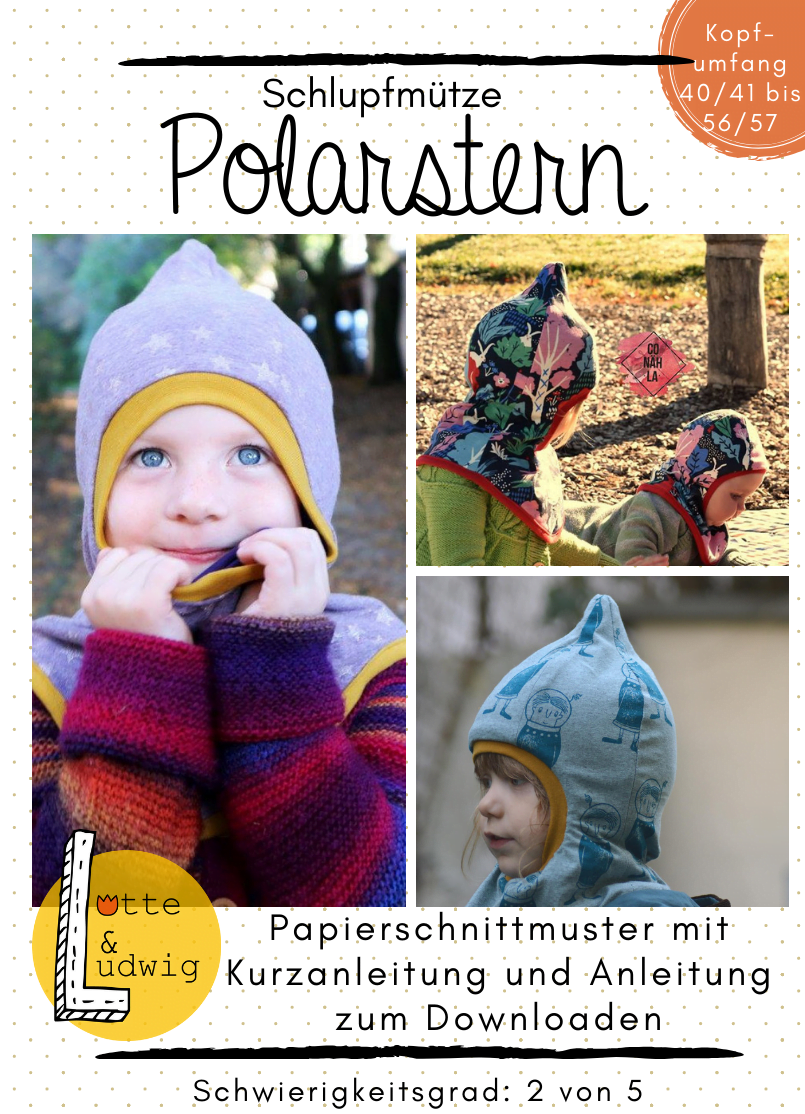 Papierschnittmuster Schlupfmütze Polarstern von Lotte & Ludwig KU 40/41 - 56/57