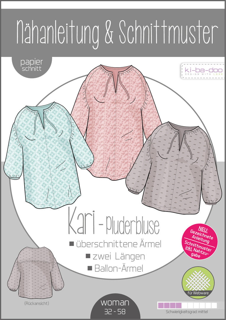 Papierschnittmuster Kibadoo Bluse Kari Gr. 32-58