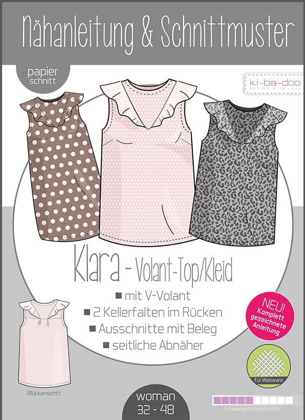 Papierschnittmuster Kibadoo Klara Top und Kleid Gr. 32-48