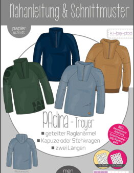 Papierschnittmuster Kibadoo Herren Sweatshirt Troyer PAdina XS-4XL