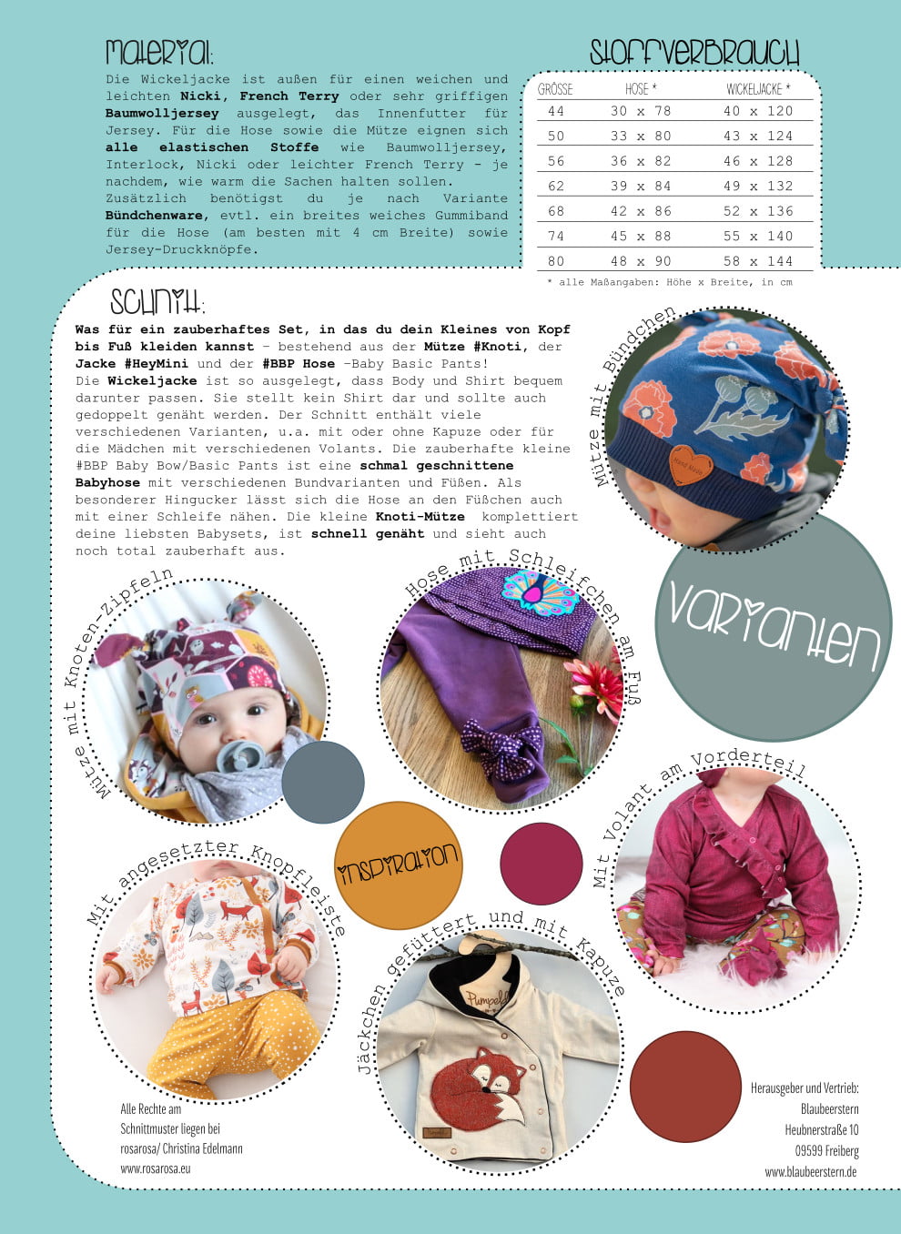 Papierschnittmuster von Rosa Rosa Babyset V33