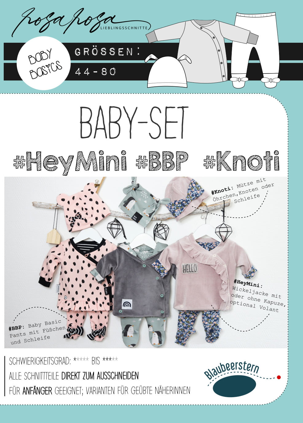 Papierschnittmuster von Rosa Rosa Babyset V33