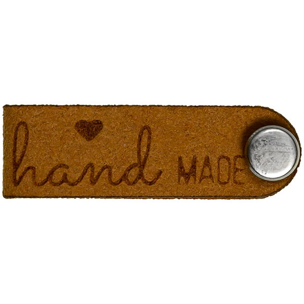 Knicklabel mit Schraube Wildlederimitat hand made camel