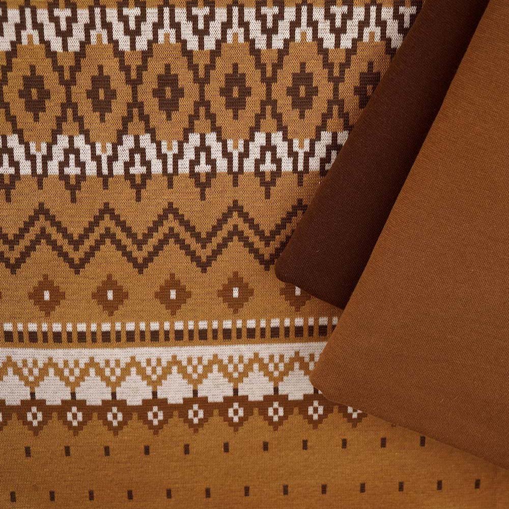 Bio-Jacquard Cosy Winter cinamon von Stoffonkel Panel 77cm x 150cm