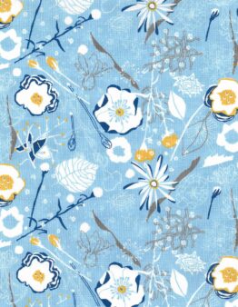 Druckstoff 010505251  Lindau Blumen blau, gelb, weiss von Westfalenstoffe
