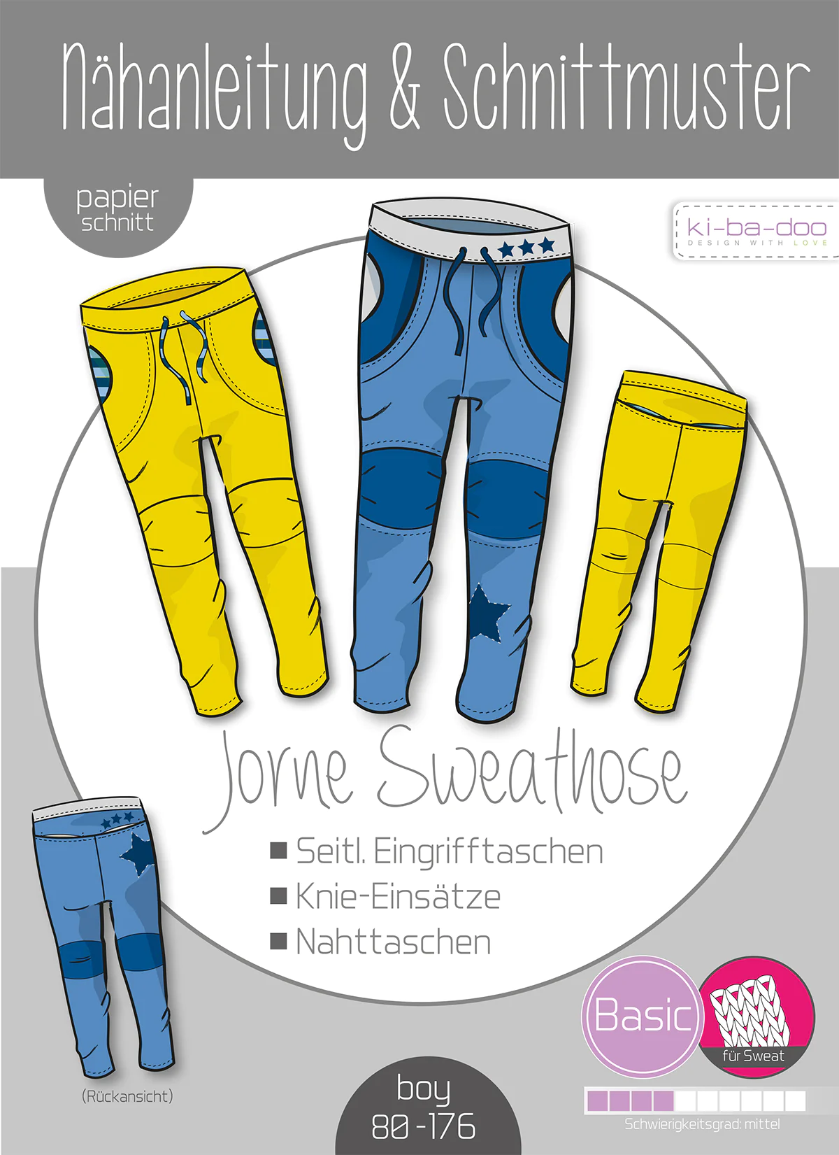 Papierschnittmuster Kibadoo Jorne Basic - Sweathose Gr. 80 - 176