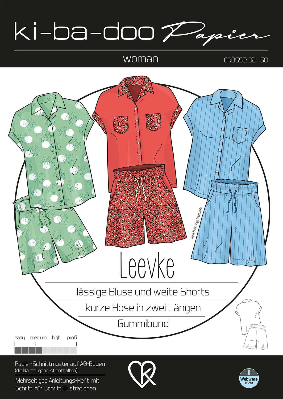 Papierschnittmuster Kibadoo Set Leevke Damen Gr. 32-58