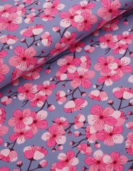 Biojersey Kirschblüten blau von Stoffonkel