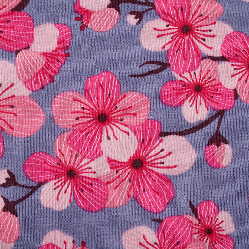 Biojersey Kirschblüten blau von Stoffonkel