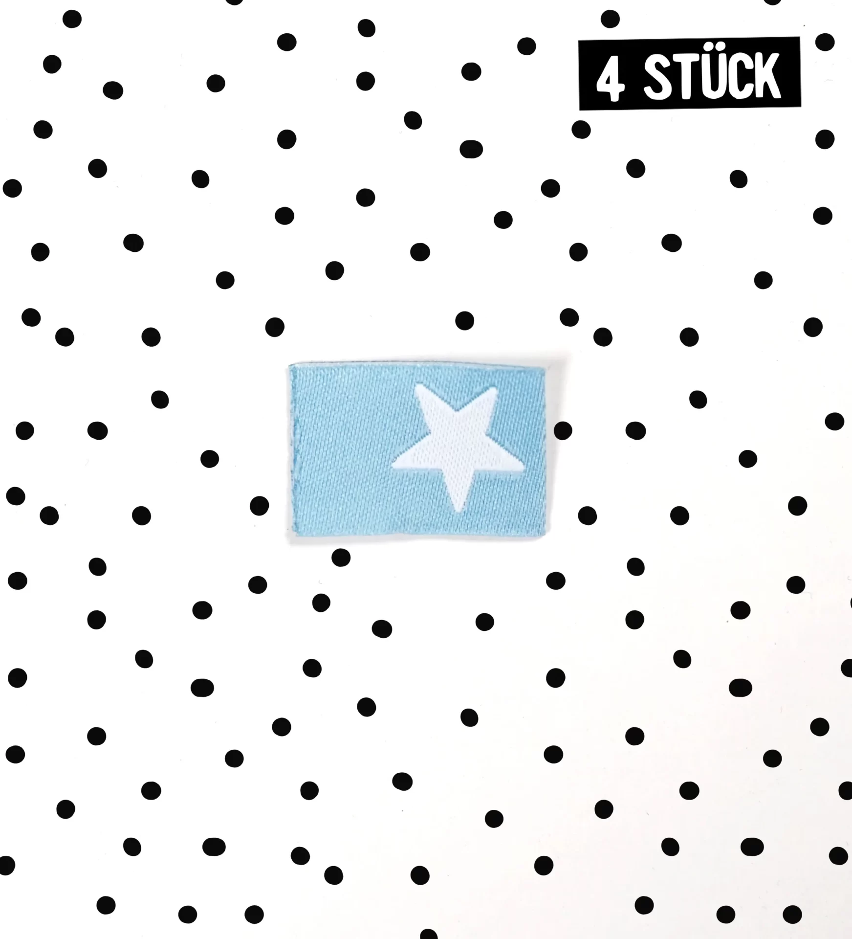 Weblabel Stern hellblau 4 Stück