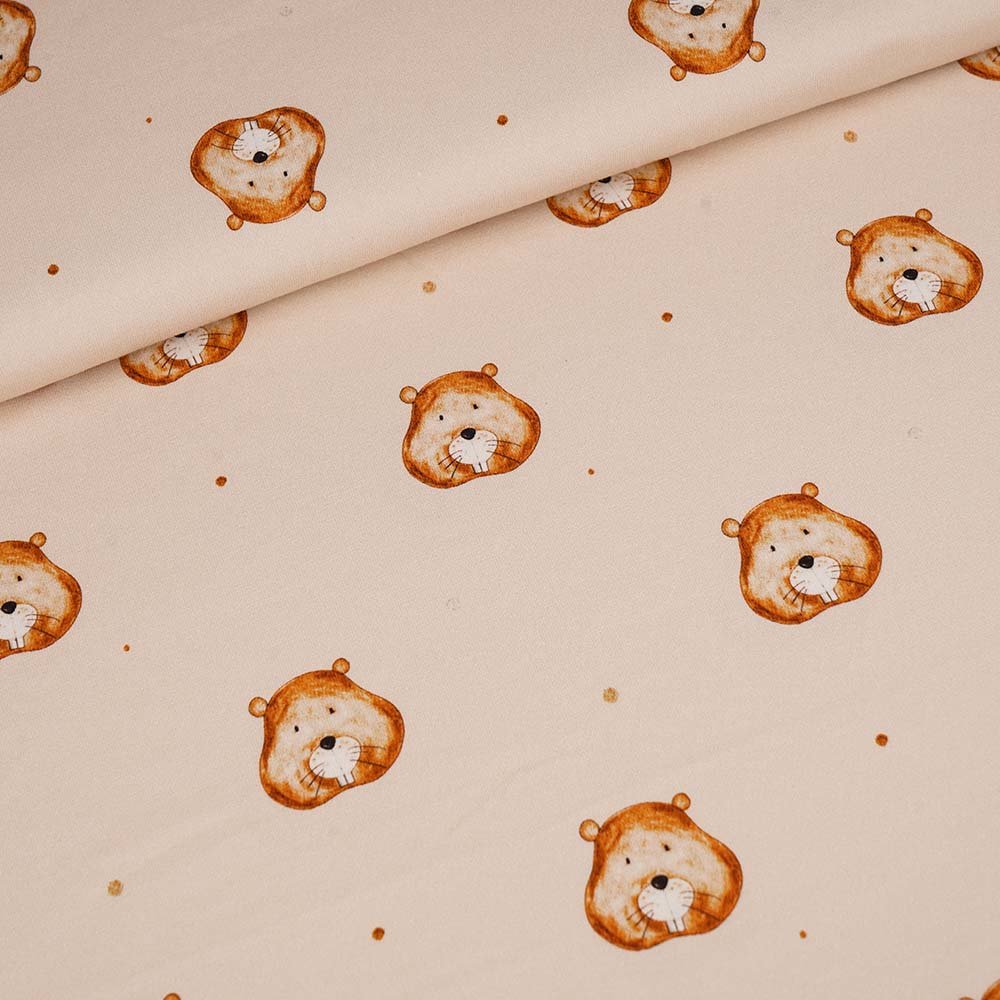 Biojersey Mister Beaver von Stoffonkel Reststück 1,1 x 1,6m