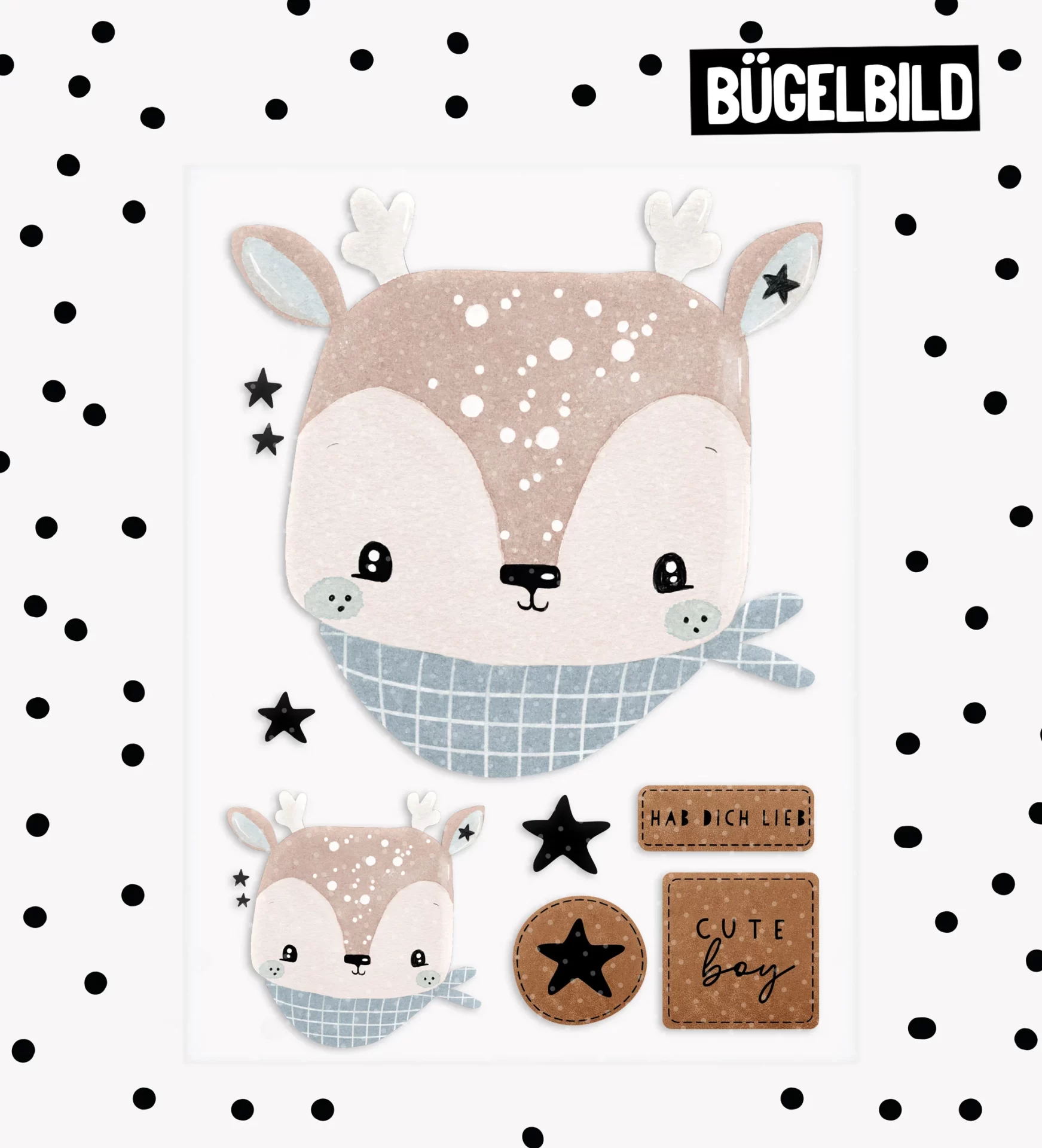 Bügelbild Reh Rudolph A5