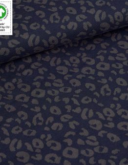 Bio-Jacquard Leo blau von Stoffonkel Reststück 1,05 x 1,5m