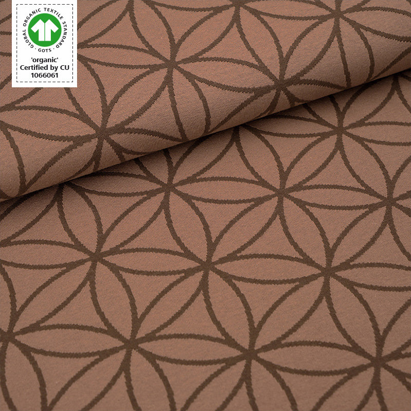 Bio-Jacquard Blume des Lebens cafe au lait von Stoffonkel
