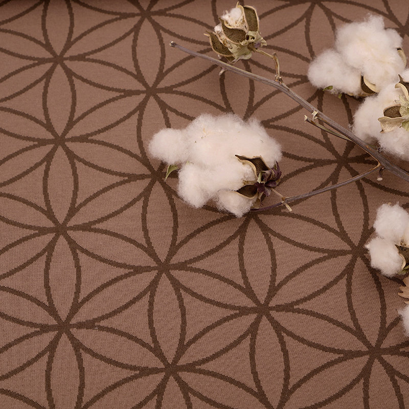 Bio-Jacquard Blume des Lebens cafe au lait von Stoffonkel
