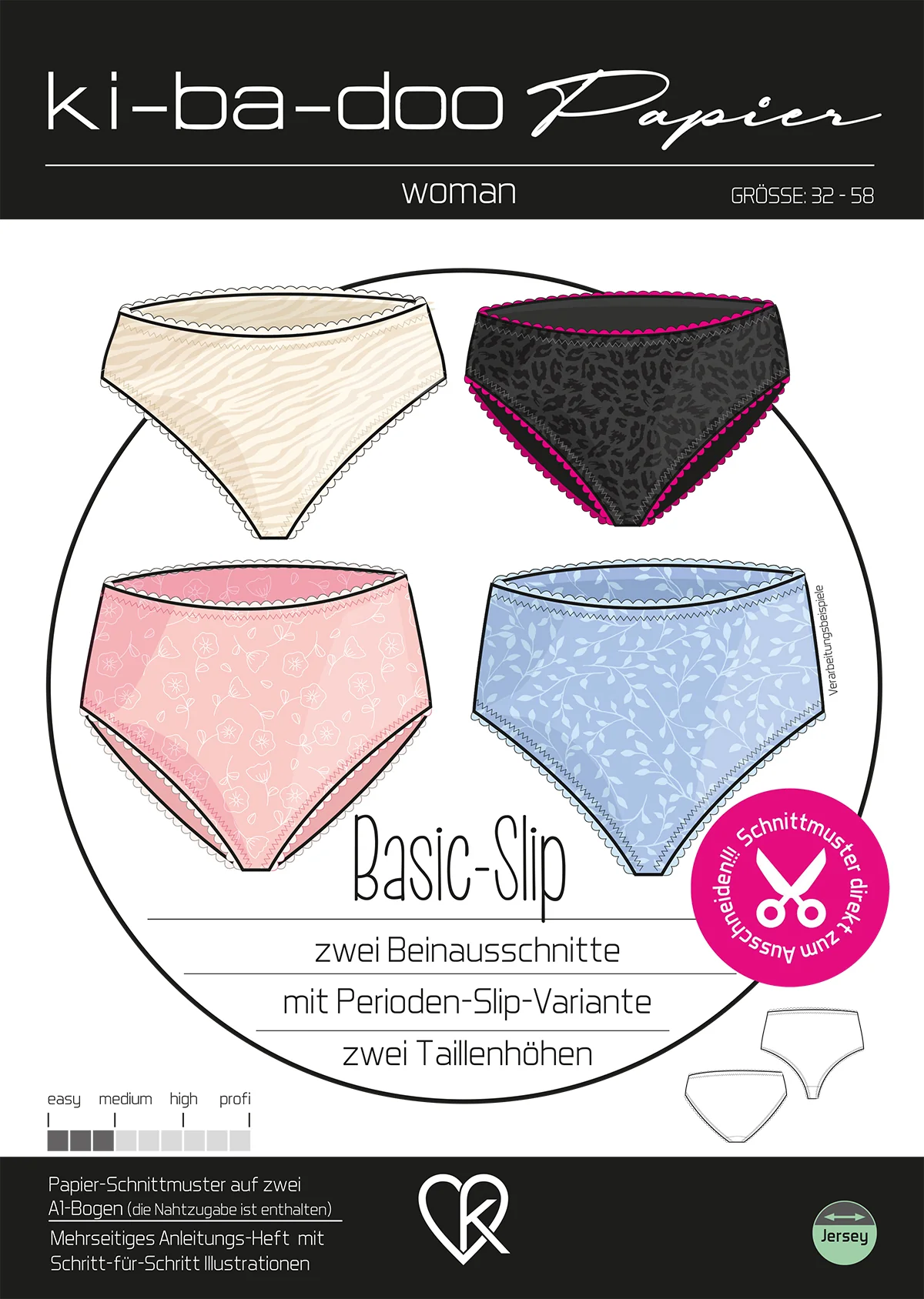 Papierschnittmuster Kibadoo Basic Slip Damen Gr. 32-58