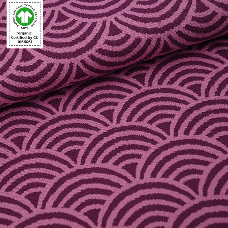 Bio-Jacquard Rainbow pflaume von Stoffonkel Reststück 0,65 x 1,5m