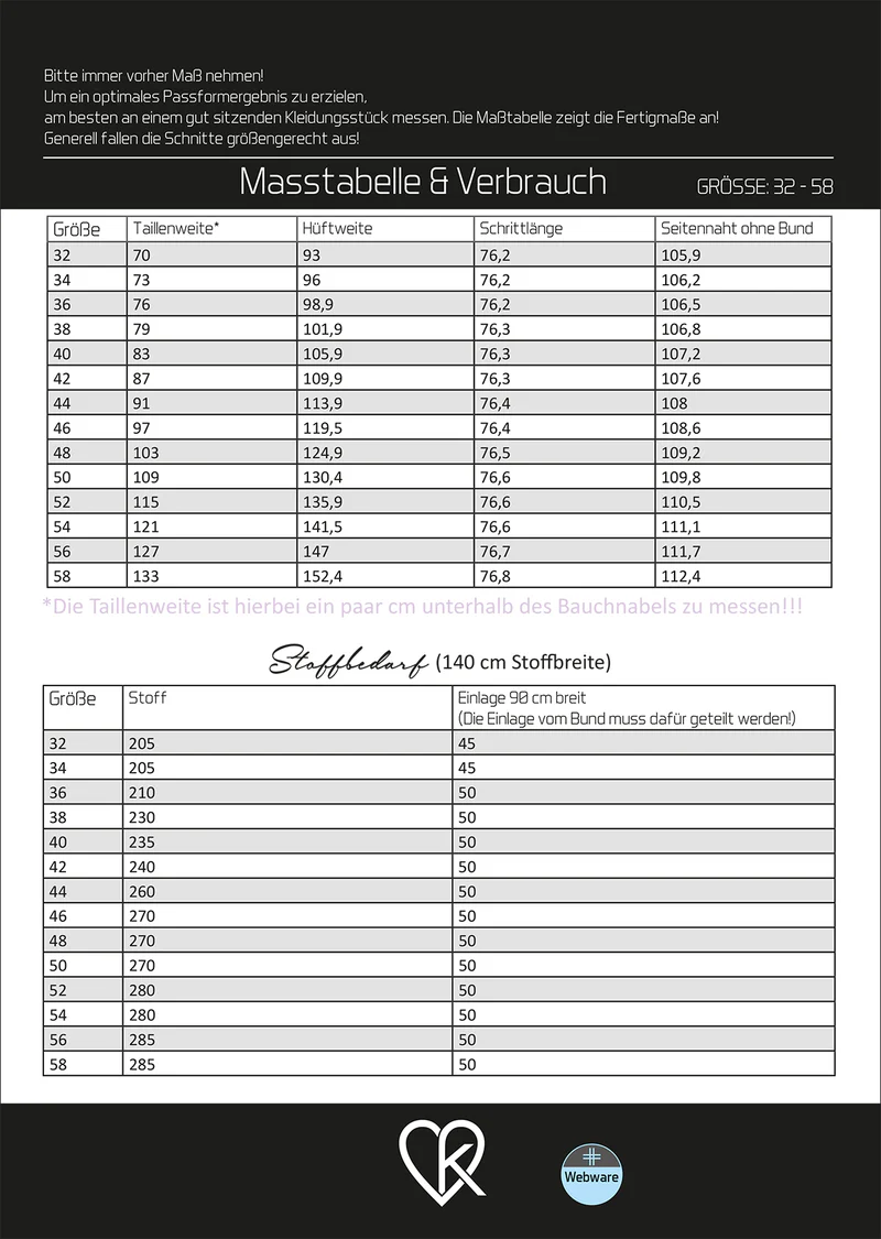 Papierschnittmuster Kibadoo Gesa Bundfaltenhose Gr. 32-58