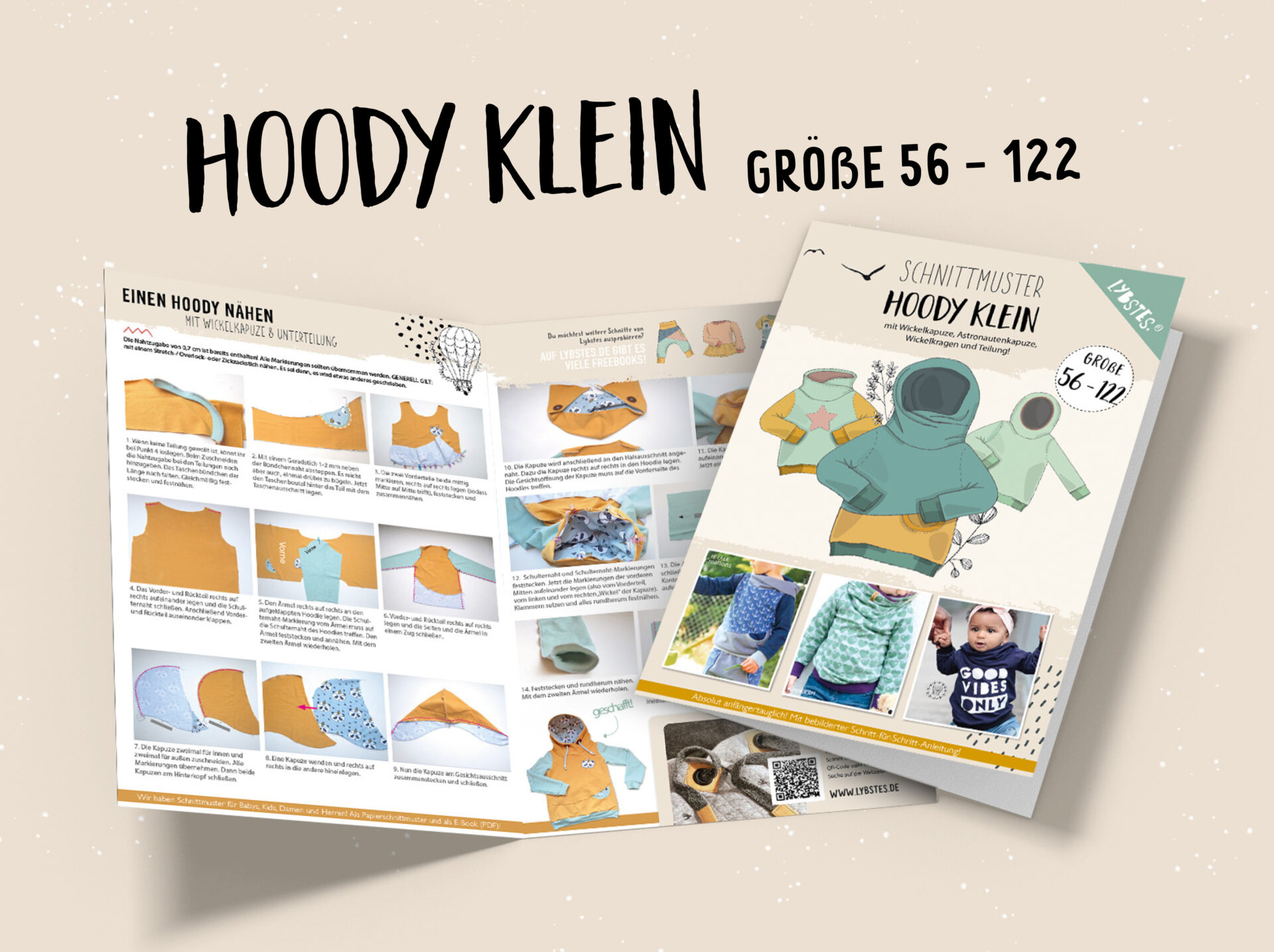 Papierschnittmuster Lybstes Hoody klein (Gr. 56-122)