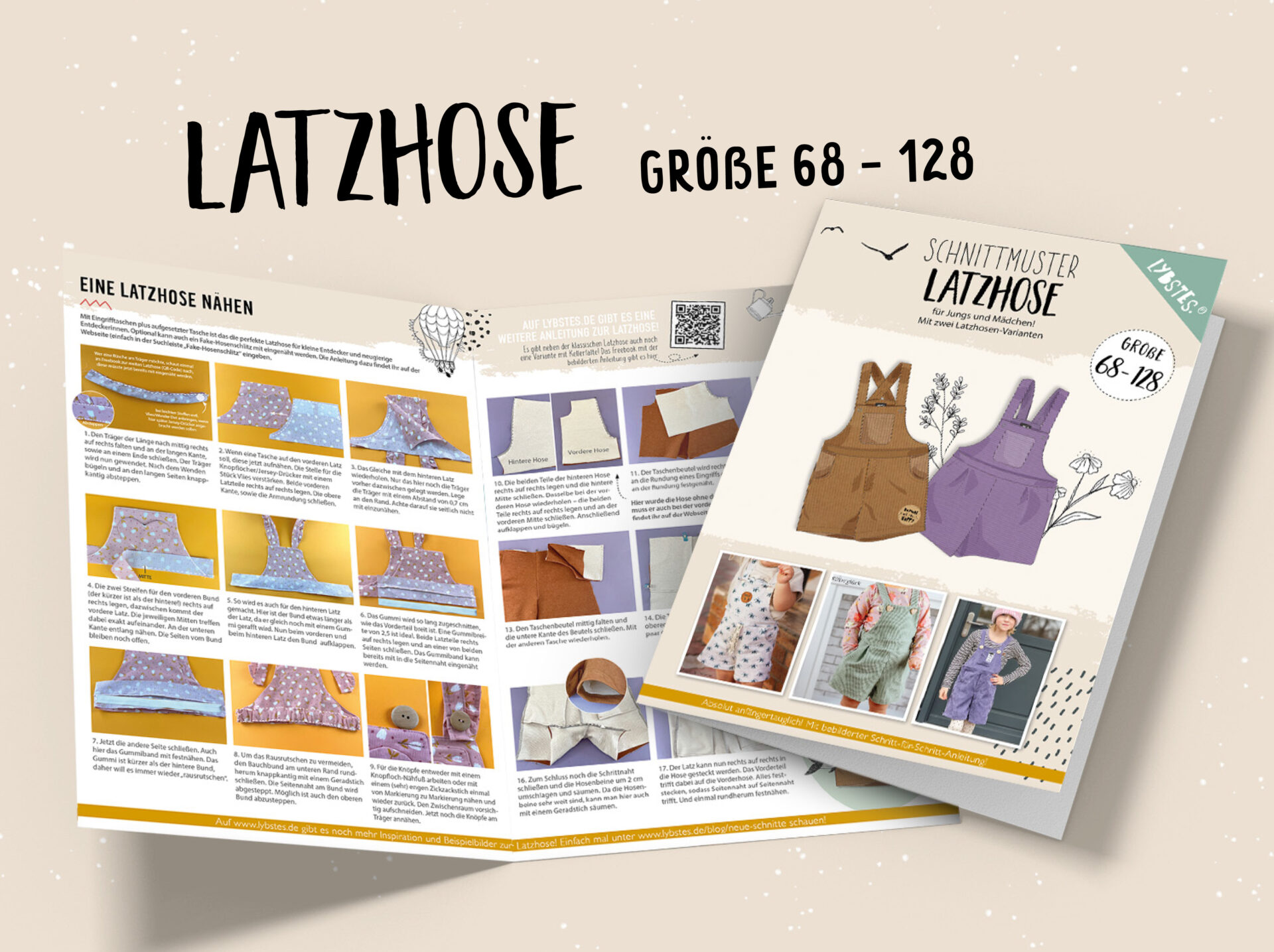 Papierschnittmuster Lybstes Latzhose für Mädchen und Jungen (Gr. 68-128)