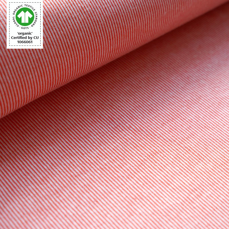 Jacquard Rippenmuster koralle von Stoffonkel