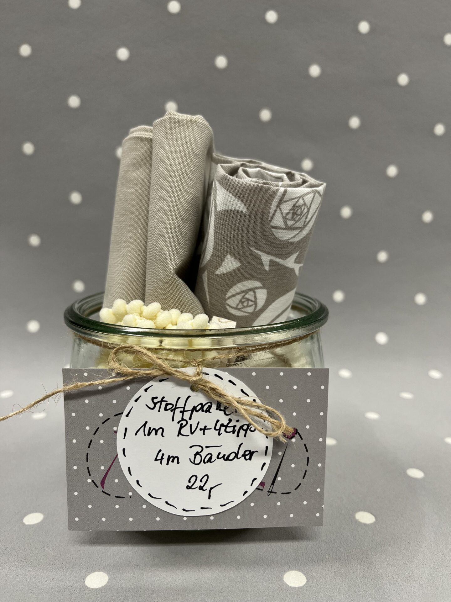 Stoffpaket im Glas Nr. 3 creme