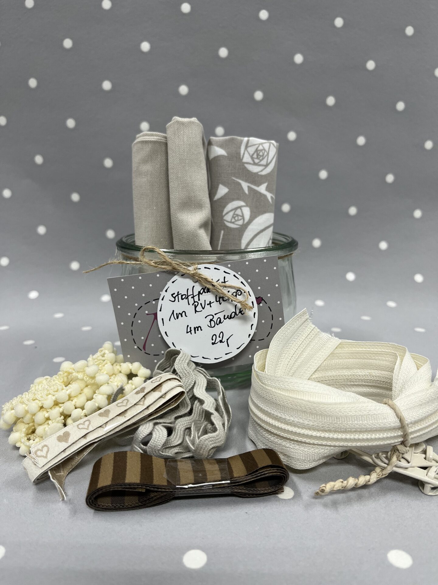 Stoffpaket im Glas Nr. 3 creme