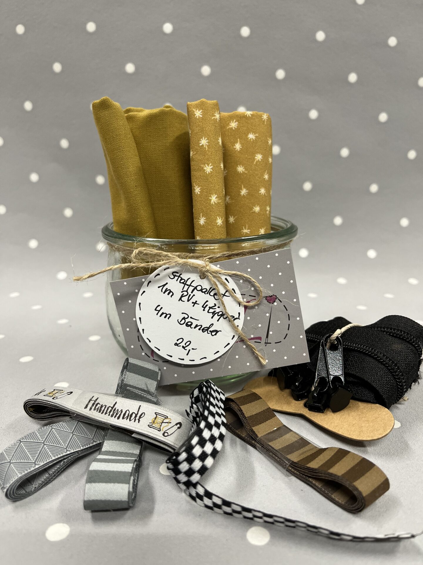 Stoffpaket im Glas Nr. 4 senf