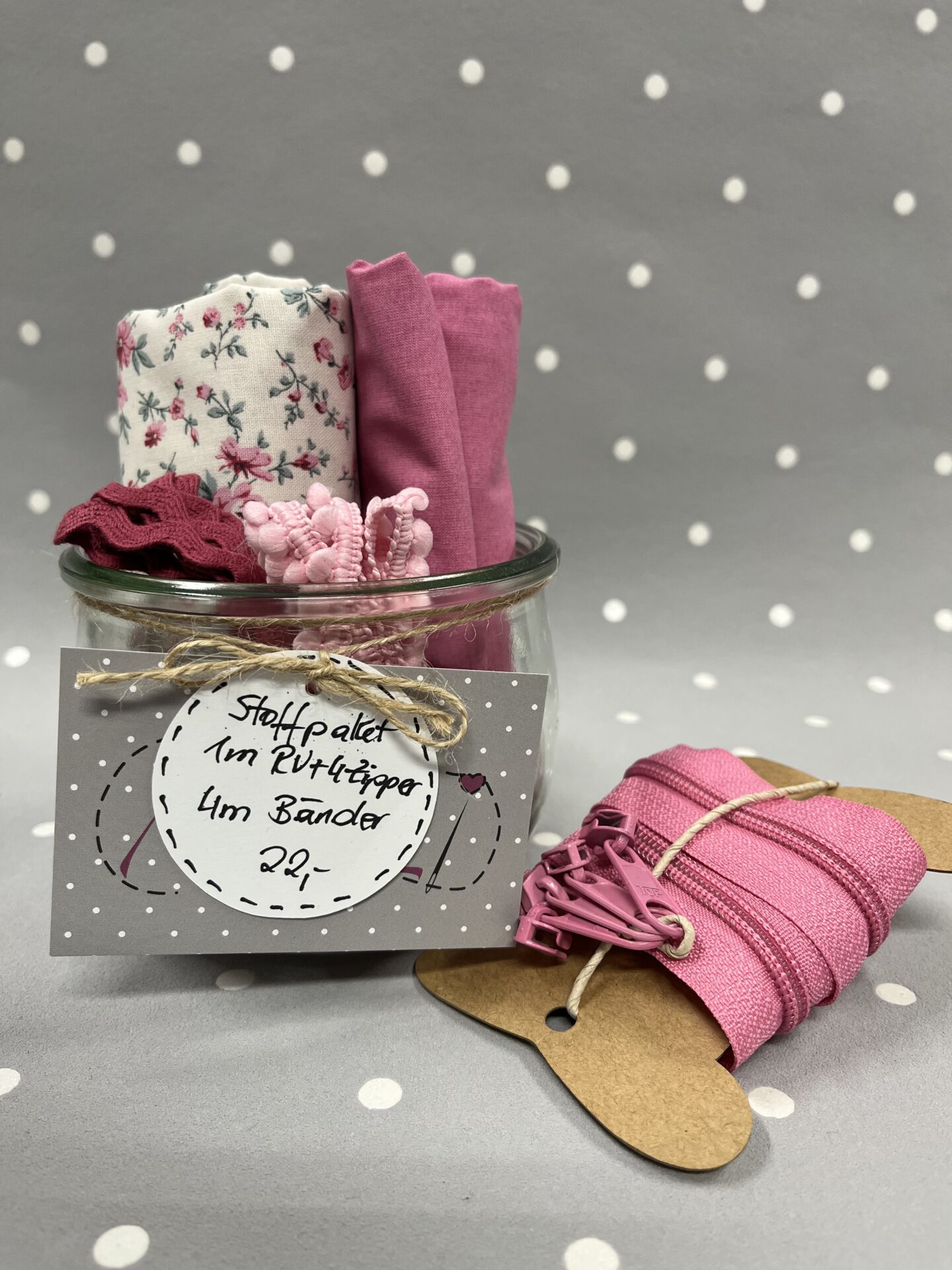Stoffpaket im Glas Nr. 7 pink