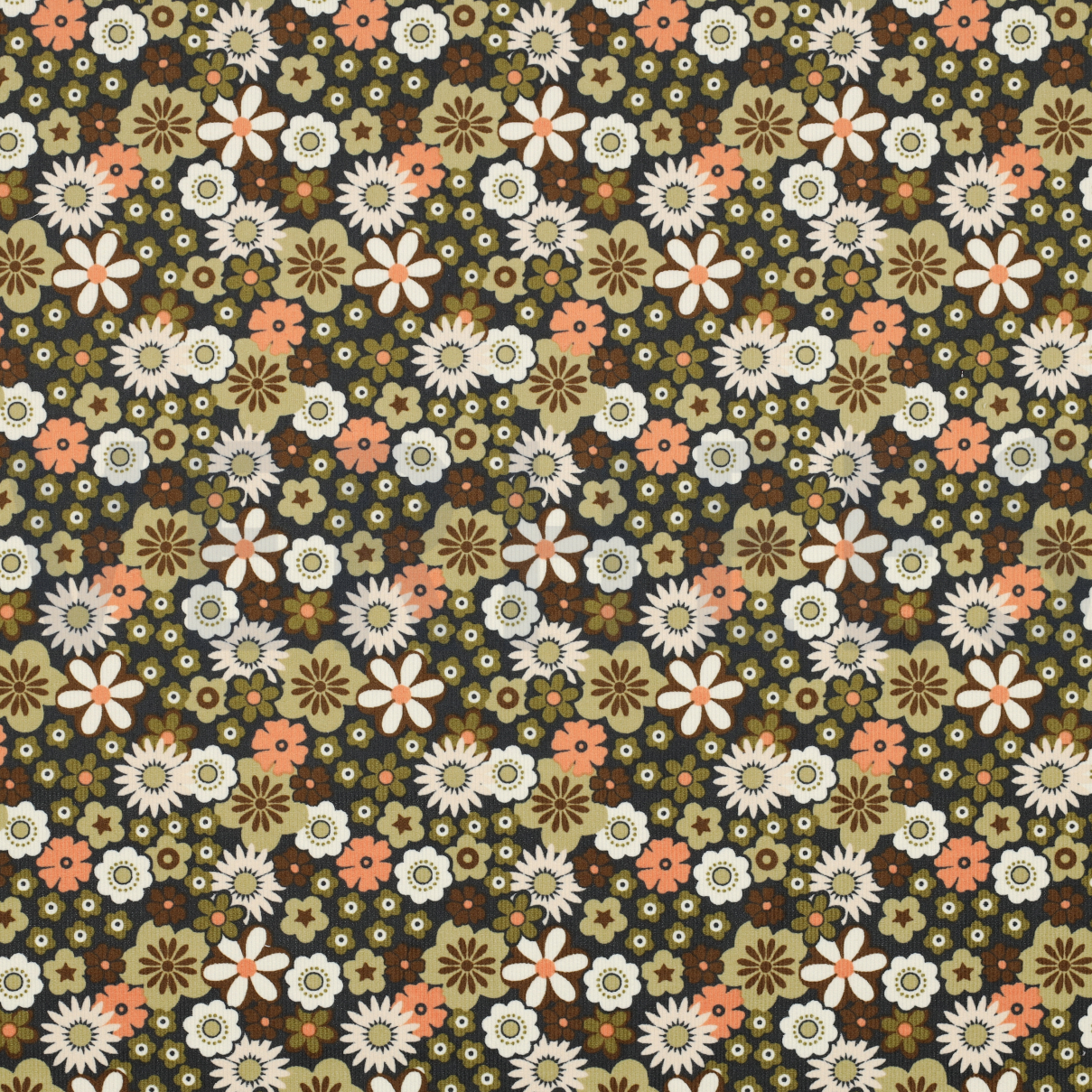Babycord Flowers army green 05693.006