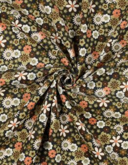 Babycord Flowers army green 05693.006