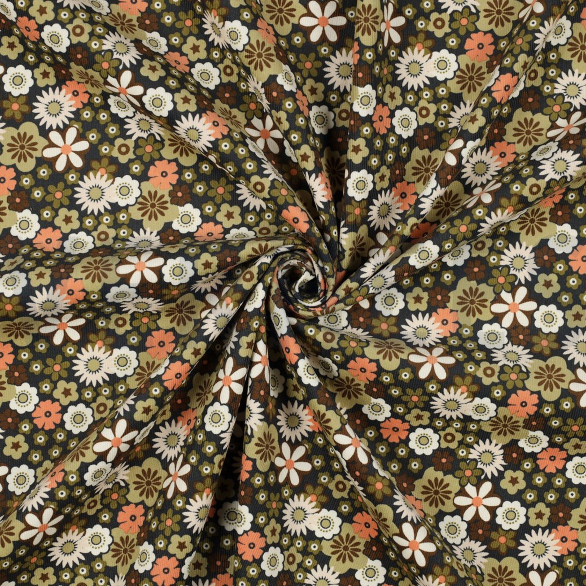 Babycord Flowers army green 05693.006